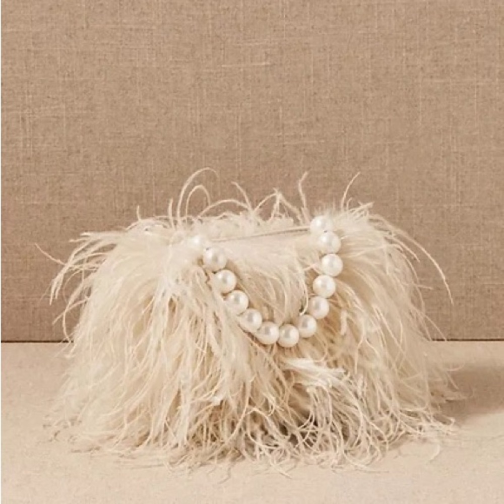 BHLDN Elene Feather Pearl Bag